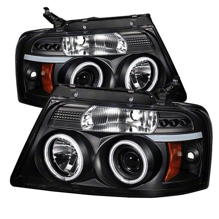 Version 2 CCFL Halo Projector Headlights; Black Housing; Clear Lens (04-08 F-150)