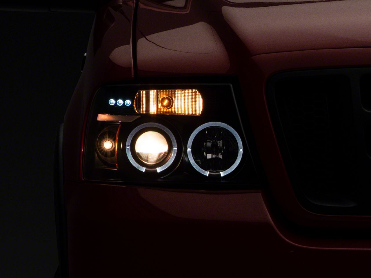 Version 2 LED Halo Projector Headlights; Black Housing; Clear Lens (04-08 F-150)