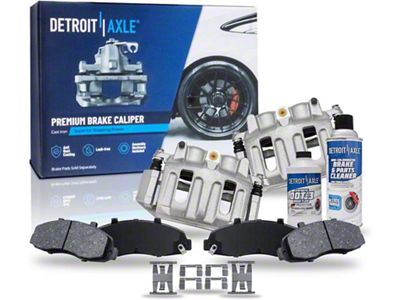 Brake Calipers with Ceramic Brake Pads, Brake Fluid and Cleaner; Front (97-03 F-150 w/ 5-Lug & Rear Drum Brakes, Excluding Harley Davidson & Lightning)