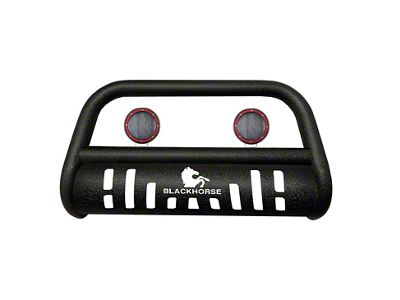 Bull Bar with 5.30-Inch Red Round Flood LED Lights; Textured Black (04-25 F-150, Excluding Powerstroke & Raptor)