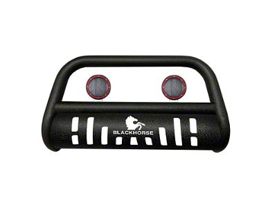 Bull Bar with 5.30-Inch Red Round Flood LED Lights; Textured Black (04-24 F-150, Excluding Powerstroke & Raptor)