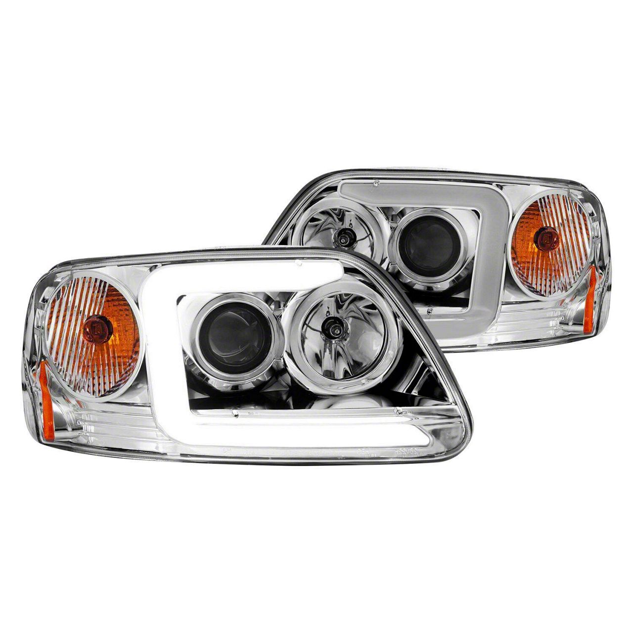 C-LED Bar Projector Headlights; Chrome Housing; Clear Lens (97-03 F-150)