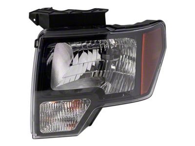 CAPA Replacement Headlight; Black Housing; Clear Lens; Driver Side (09-14 F-150 w/ Factory Halogen Headlights)