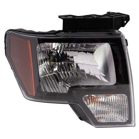 CAPA Replacement Headlight; Black Housing; Clear Lens; Passenger Side (09-14 F-150 w/ Factory Halogen Headlights)