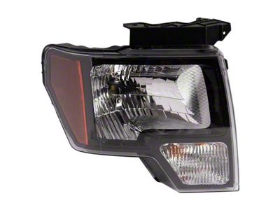 CAPA Replacement Headlight; Black Housing; Clear Lens; Passenger Side (09-14 F-150 w/ Factory Halogen Headlights)