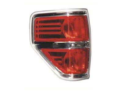CAPA Replacement Tail Light; Chrome Housing; Red Lens; Driver Side (09-14 F-150 Styleside)