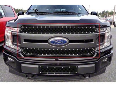 Carbon Steel Rivet Upper Grille Insert; Black (18-20 F-150 King Ranch)