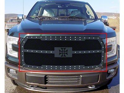 Carbon Steel Rivet Upper Replacement Grille; Black (15-17 F-150, Excluding Raptor)