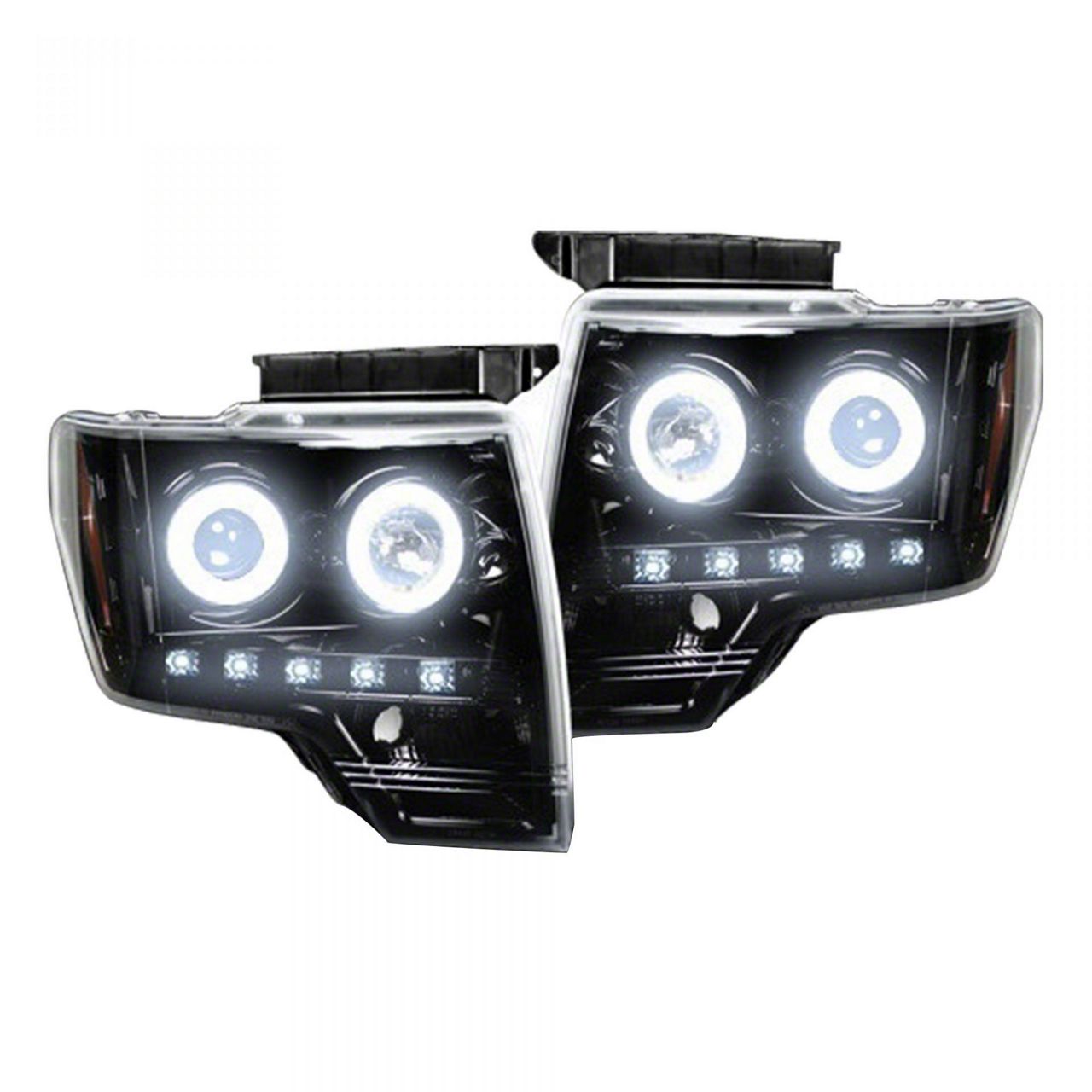 CCFL Halo Projector Headlights; Black Housing; Smoked Lens (09-14 F-150 w/ Factory Halogen Headlights)