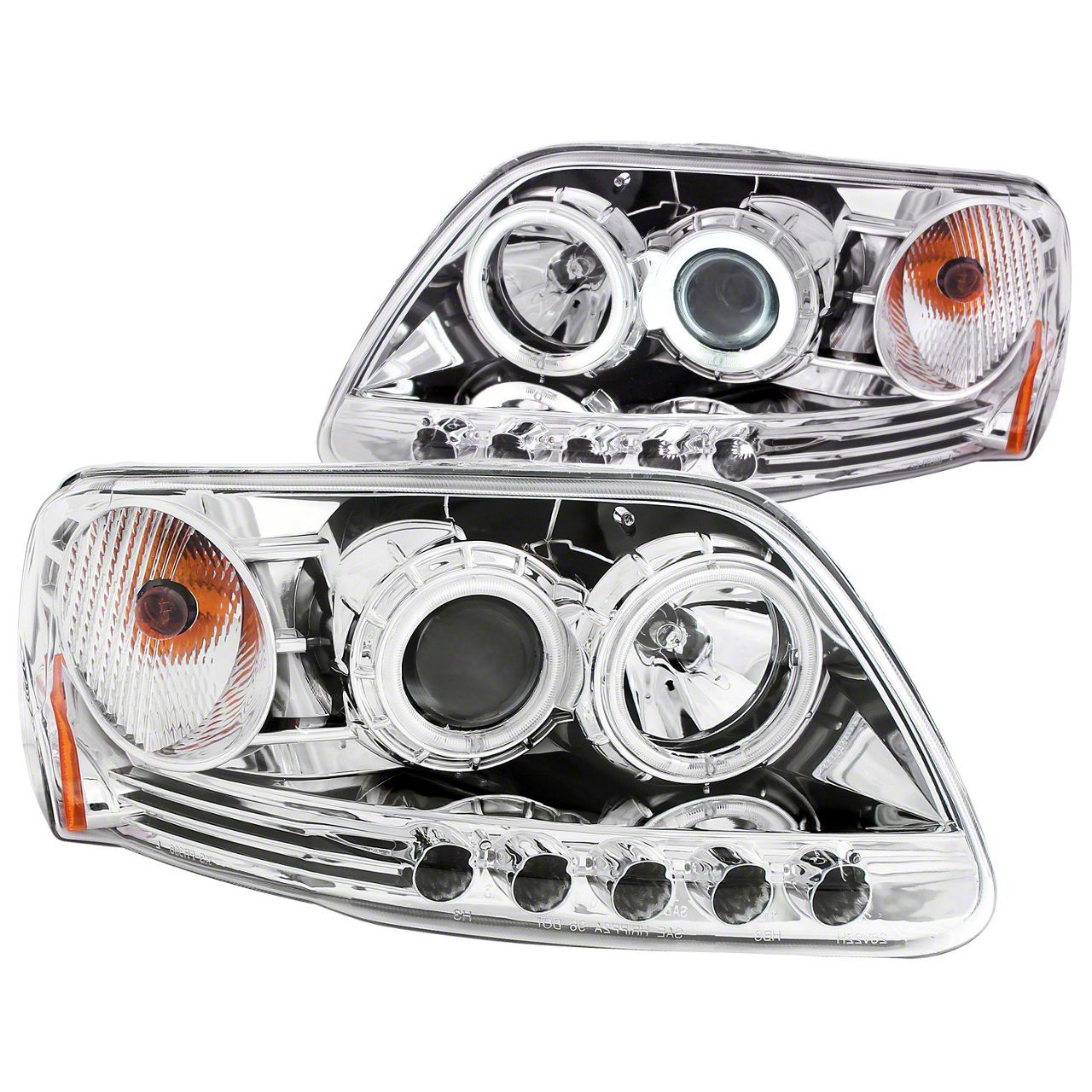 CCFL Halo Projector Headlights; Chrome Housing; Clear Lens (97-03 F-150)