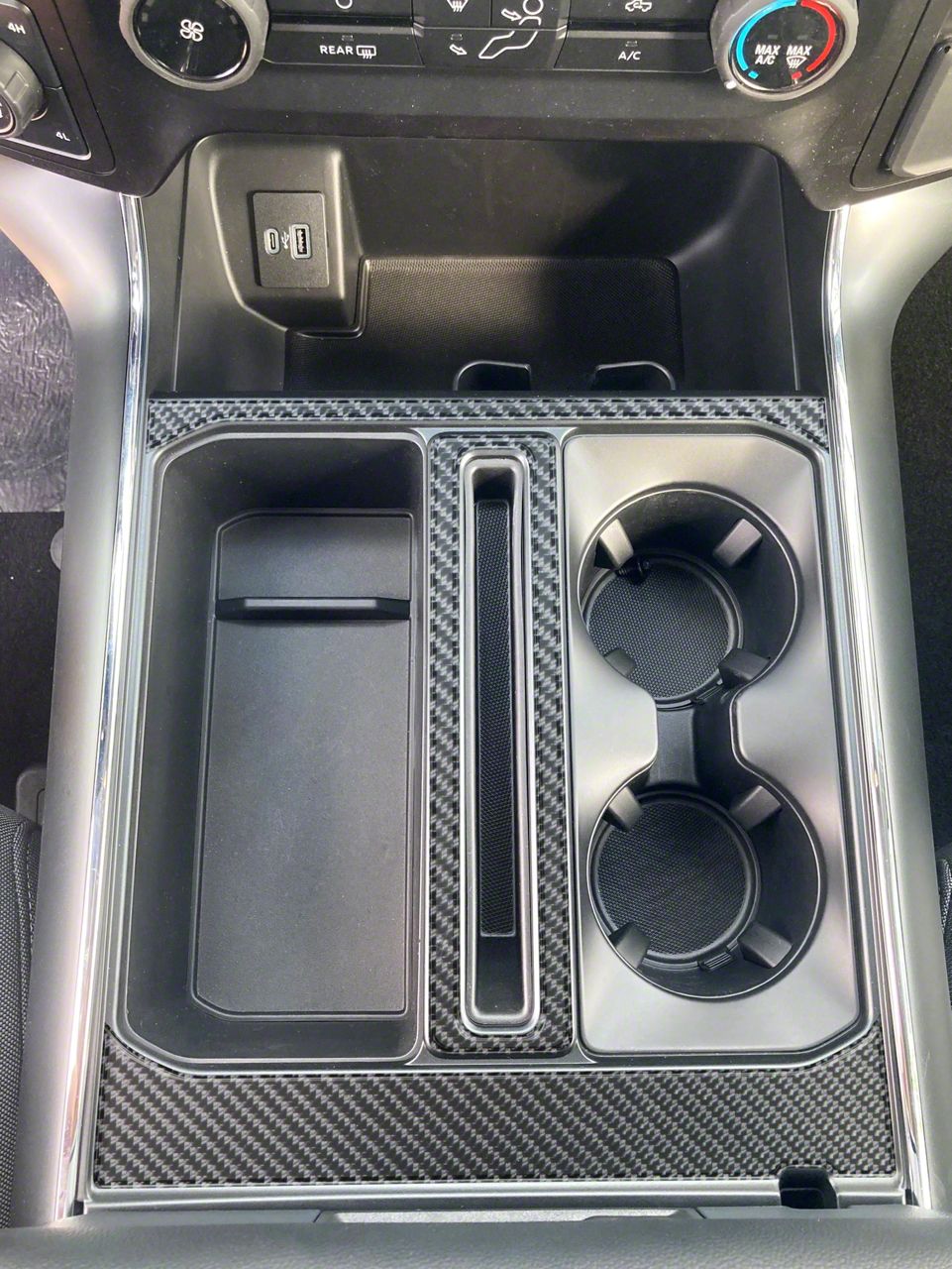 Center Console Accent Trim; Domed Carbon Fiber (21-24 F-150)