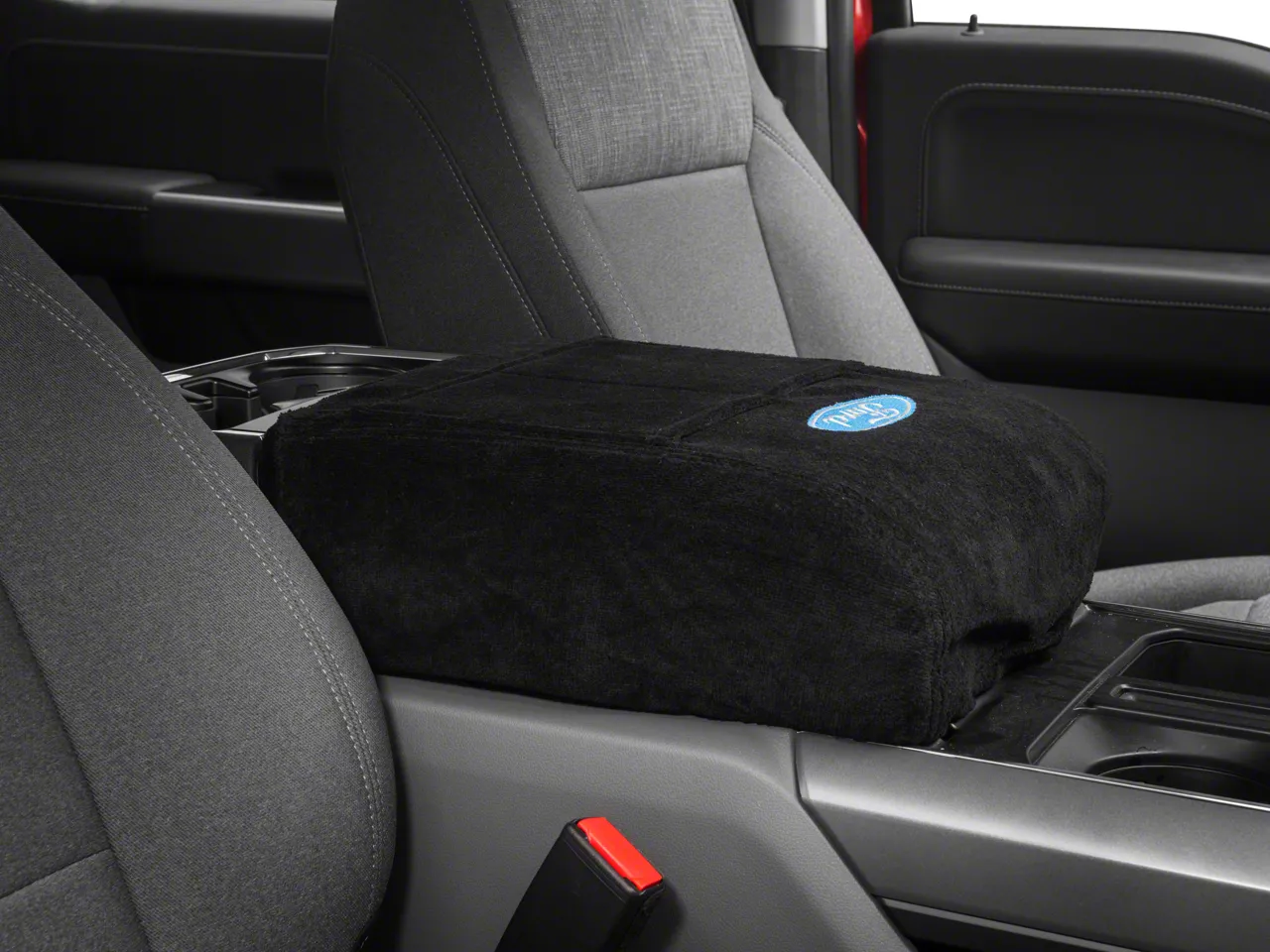 F 150 Center Console Cover with Oval Ford Logo Black 21 25 F 150 w Bucket Seats Free Shipping