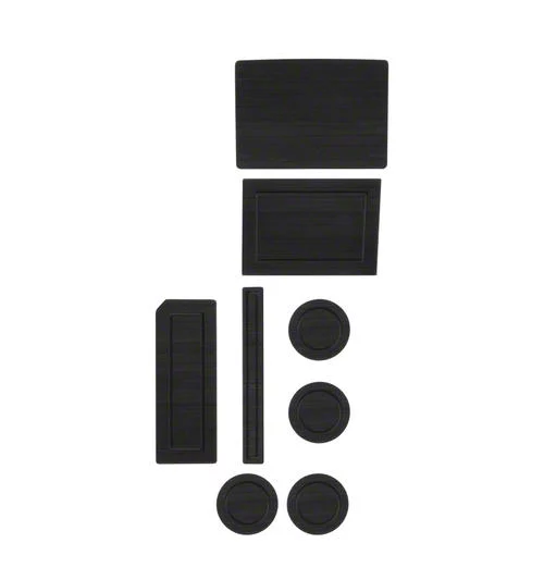 Center Console Cup Holder Inserts; Black/Black (17-24 F-150 w/ Bucket Seats & Steering Column Shifter)