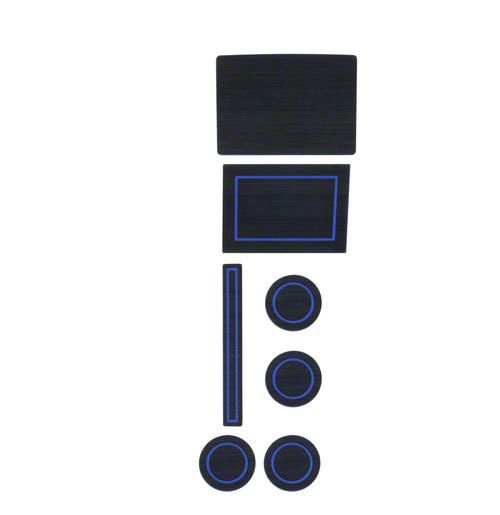 Center Console Cup Holder Inserts; Black/Blue (17-24 F-150 w/ Bucket Seats & Center Console Shifter)