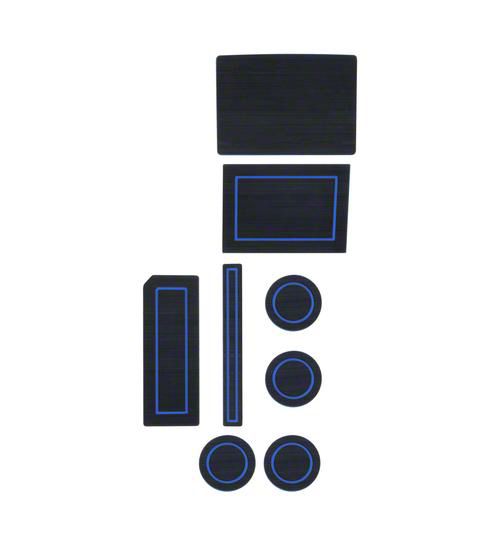 Center Console Cup Holder Inserts; Black/Blue (17-24 F-150 w/ Bucket Seats & Steering Column Shifter)