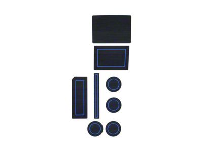 Center Console Cup Holder Inserts; Black/Blue (17-25 F-150 w/ Bucket Seats & Steering Column Shifter)