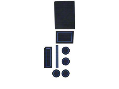 Center Console Cup Holder Inserts; Black/Blue (17-25 F-150 w/ Bucket Seats, Steering Column Shifter & w/o Center Dash Speaker)