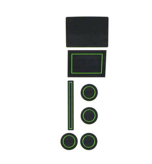 Center Console Cup Holder Inserts; Black/Green (17-24 F-150 w/ Bucket Seats & Center Console Shifter)