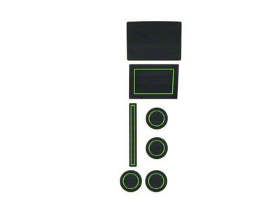 Center Console Cup Holder Inserts; Black/Green (17-25 F-150 w/ Bucket Seats & Center Console Shifter)