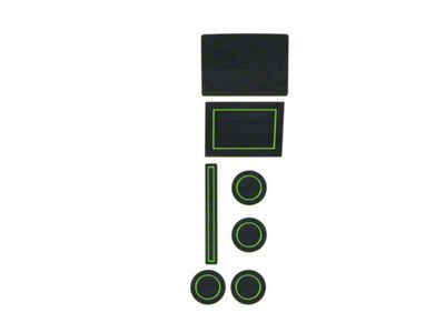 Center Console Cup Holder Inserts; Black/Green (17-24 F-150 w/ Bucket Seats & Center Console Shifter)