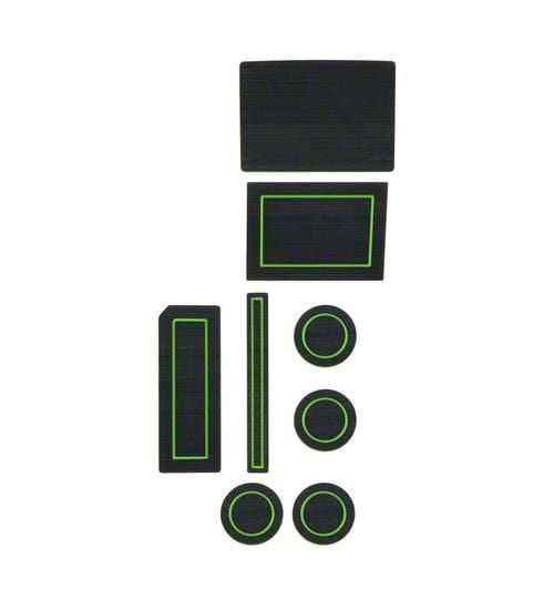 Center Console Cup Holder Inserts; Black/Green (17-24 F-150 w/ Bucket Seats & Steering Column Shifter)