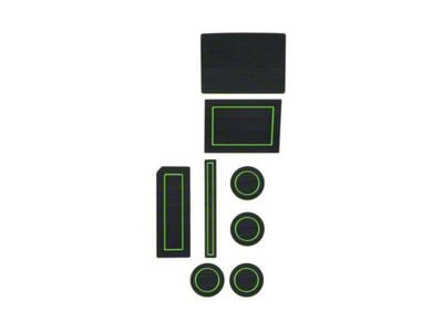 Center Console Cup Holder Inserts; Black/Green (17-24 F-150 w/ Bucket Seats & Steering Column Shifter)