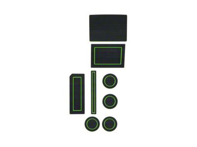 Center Console Cup Holder Inserts; Black/Green (17-25 F-150 w/ Bucket Seats & Steering Column Shifter)