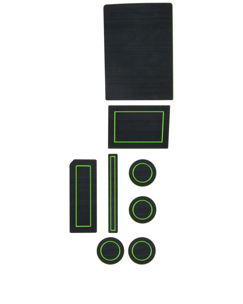 Center Console Cup Holder Inserts; Black/Green (17-24 F-150 w/ Bucket Seats, Steering Column Shifter & w/o Center Dash Speaker)