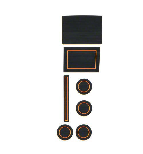 Center Console Cup Holder Inserts; Black/Orange (17-24 F-150 w/ Bucket Seats & Center Console Shifter)