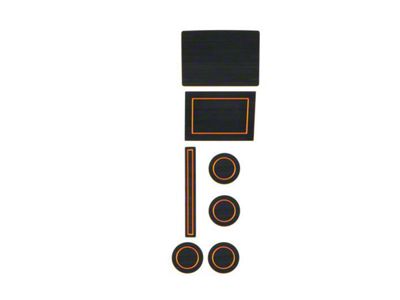 Center Console Cup Holder Inserts; Black/Orange (17-25 F-150 w/ Bucket Seats & Center Console Shifter)