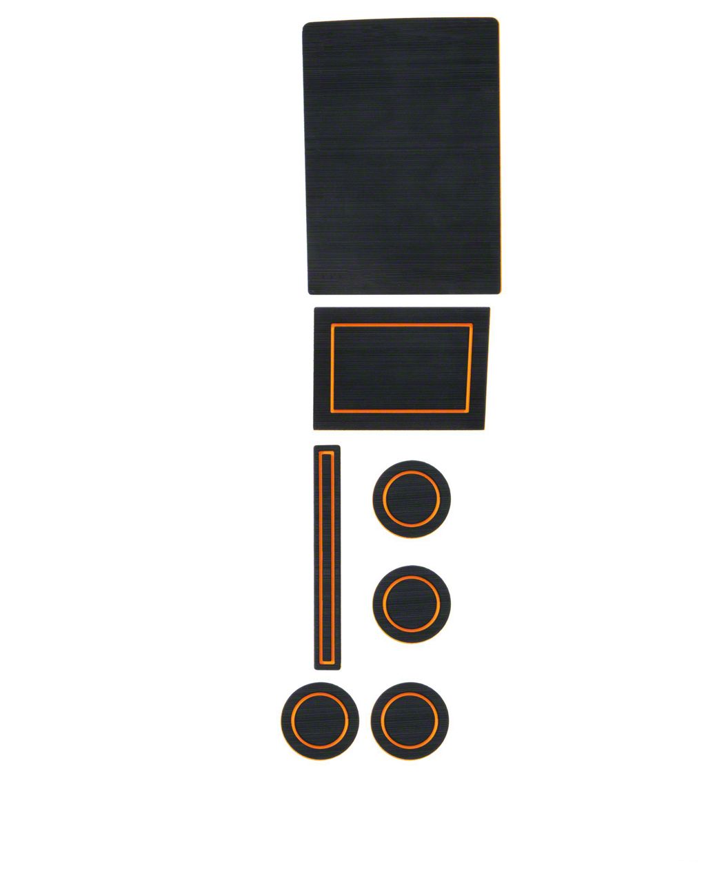 Center Console Cup Holder Inserts; Black/Orange (17-24 F-150 w/ Bucket Seats, Center Console Shifter & w/o Center Dash Speaker)