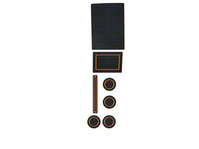 Center Console Cup Holder Inserts; Black/Orange (17-25 F-150 w/ Bucket Seats, Center Console Shifter & w/o Center Dash Speaker)