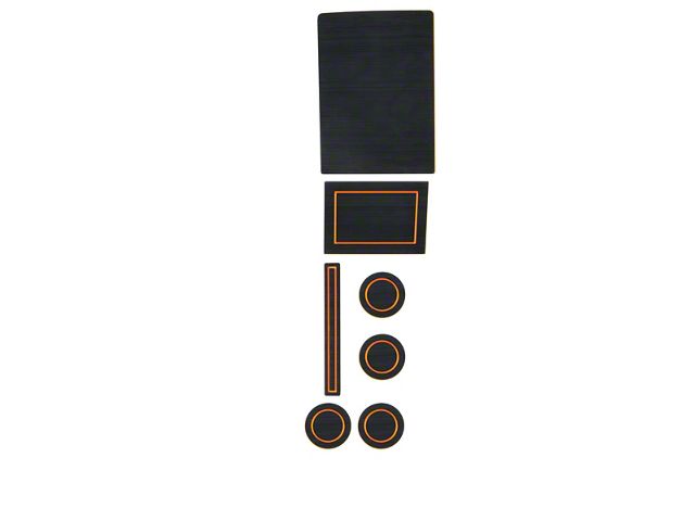 Center Console Cup Holder Inserts; Black/Orange (17-24 F-150 w/ Bucket Seats, Center Console Shifter & w/o Center Dash Speaker)