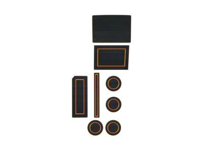 Center Console Cup Holder Inserts; Black/Orange (17-24 F-150 w/ Bucket Seats & Steering Column Shifter)