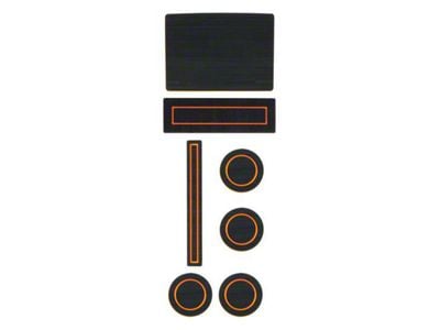 Center Console Cup Holder Inserts; Black/Orange (15-16 F-150 w/ Center Console Shifter)