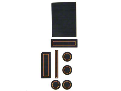 Center Console Cup Holder Inserts; Black/Orange (15-16 F-150 w/ Steering Column Shifter)