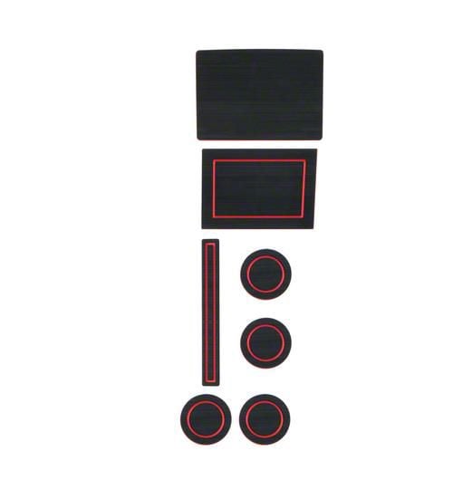 Center Console Cup Holder Inserts; Black/Red (17-24 F-150 w/ Bucket Seats & Center Console Shifter)