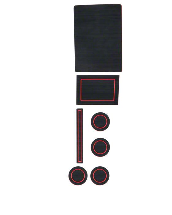 Center Console Cup Holder Inserts; Black/Red (17-24 F-150 w/ Bucket Seats, Center Console Shifter & w/o Center Dash Speaker)
