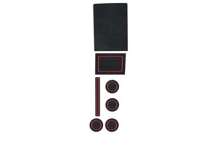 Center Console Cup Holder Inserts; Black/Red (17-25 F-150 w/ Bucket Seats, Center Console Shifter & w/o Center Dash Speaker)