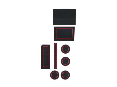 Center Console Cup Holder Inserts; Black/Red (17-24 F-150 w/ Bucket Seats & Steering Column Shifter)