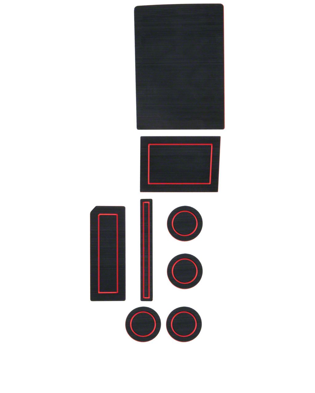 Center Console Cup Holder Inserts; Black/Red (17-24 F-150 w/ Bucket Seats, Steering Column Shifter & w/o Center Dash Speaker)