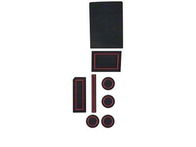 Center Console Cup Holder Inserts; Black/Red (17-24 F-150 w/ Bucket Seats, Steering Column Shifter & w/o Center Dash Speaker)