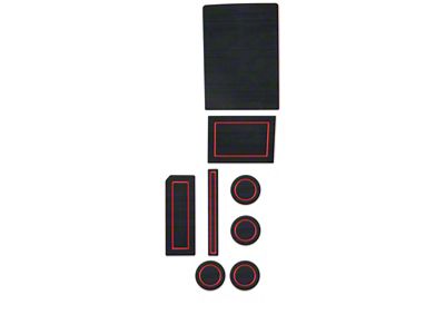 Center Console Cup Holder Inserts; Black/Red (17-25 F-150 w/ Bucket Seats, Steering Column Shifter & w/o Center Dash Speaker)