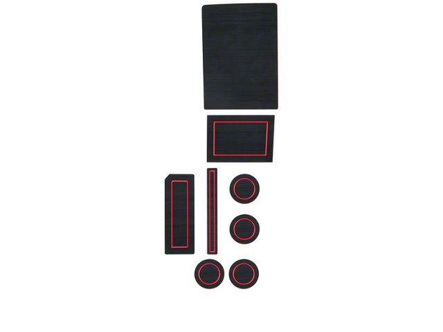Center Console Cup Holder Inserts; Black/Red (17-24 F-150 w/ Bucket Seats, Steering Column Shifter & w/o Center Dash Speaker)