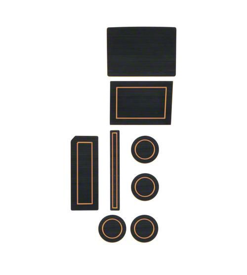 Center Console Cup Holder Inserts; Black/Tan (17-24 F-150 w/ Bucket Seats & Steering Column Shifter)