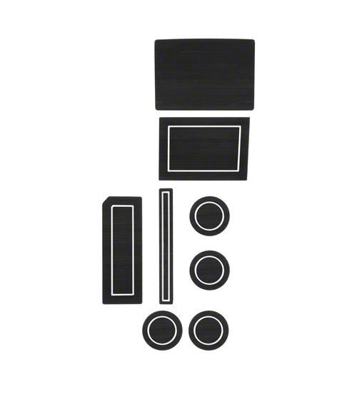 Center Console Cup Holder Inserts; Black/White (17-24 F-150 w/ Bucket Seats & Steering Column Shifter)