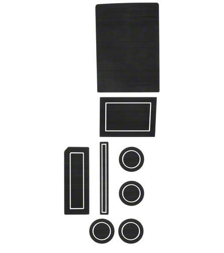 Center Console Cup Holder Inserts; Black/White (17-24 F-150 w/ Bucket Seats, Steering Column Shifter & w/o Center Dash Speaker)
