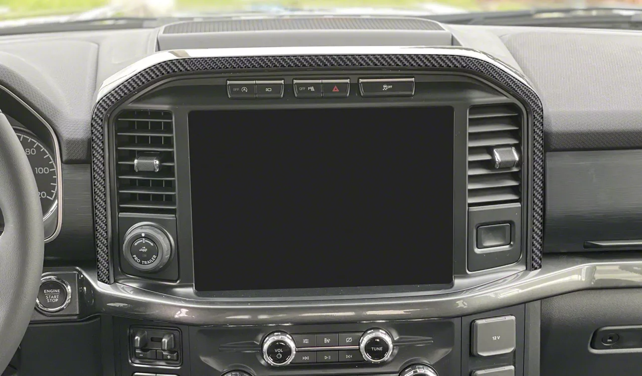Center Dash Accent Trim; Domed Carbon Fiber (21-24 F-150)
