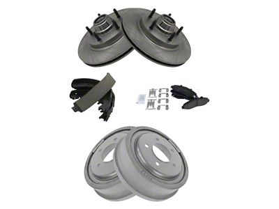 Ceramic 5-Lug Brake Rotor, Pad, Shoe and Drum Kit; Front and Rear (97-99 F-150 w/ Rear Wheel ABS)