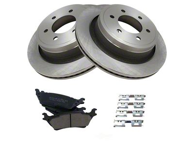 Ceramic 6-Lug Brake Rotor and Pad Kit; Rear (12-14 F-150; 15-18 F-150 w/ Manual Parking Brake)